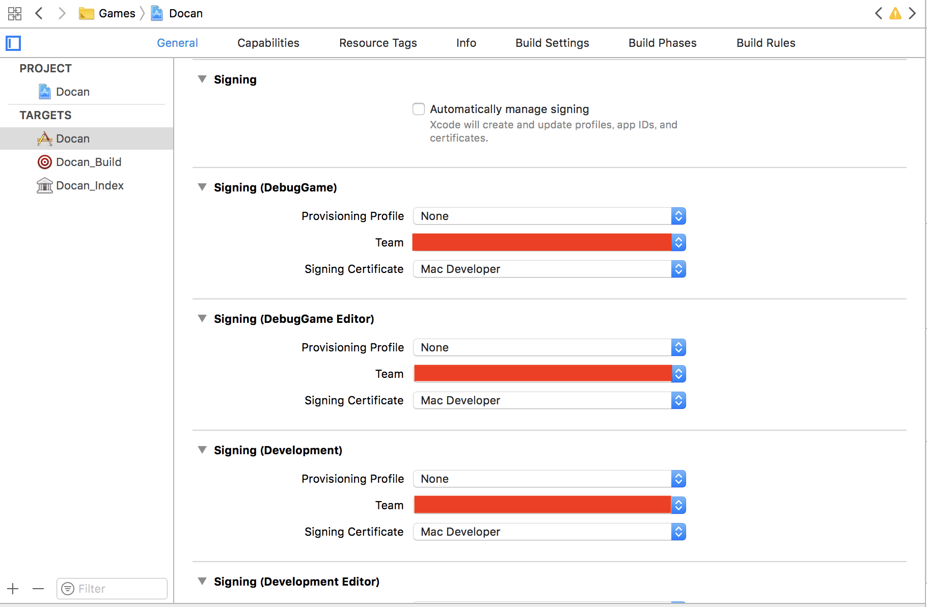 UnrealEngine Xcode Signing設定