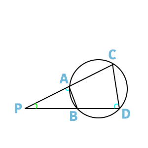 一つの三角形と法べきの定理の図