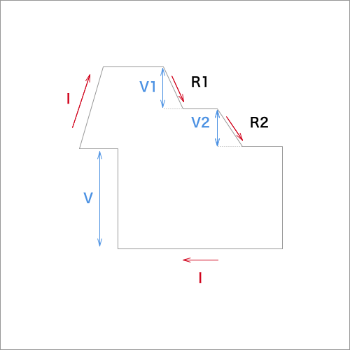 直列接続の抵抗電圧図